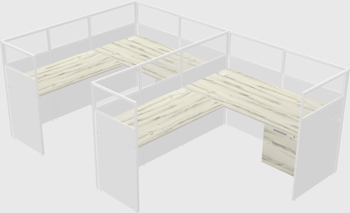 Shared l-shaped cubicle