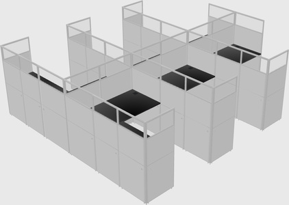 Shared l-shaped cubicle