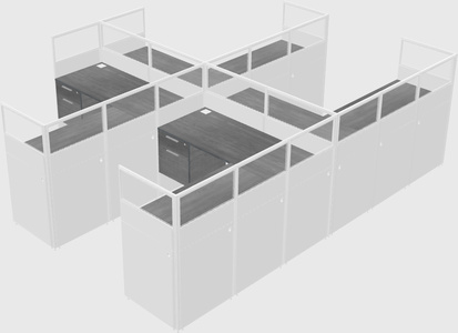 Shared l-shaped cubicle