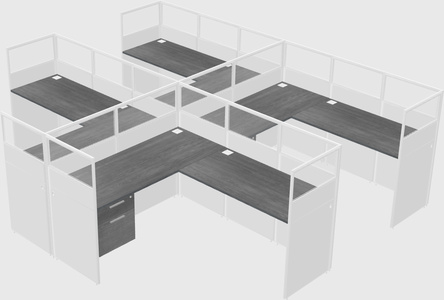 Shared l-shaped cubicle