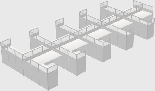Shared l-shaped cubicle