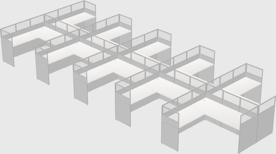 Shared l-shaped cubicle