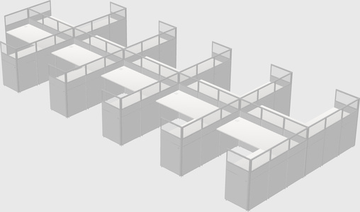 Shared l-shaped cubicle