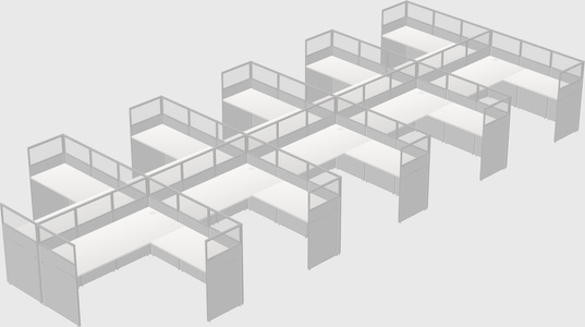 Shared l-shaped cubicle