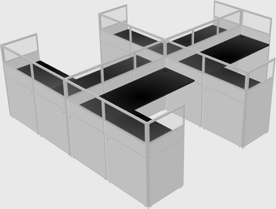 Shared l-shaped cubicle