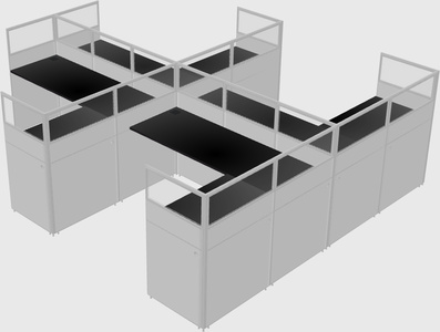 Shared l-shaped cubicle