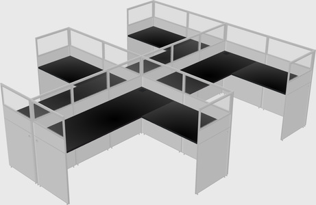 Shared l-shaped cubicle