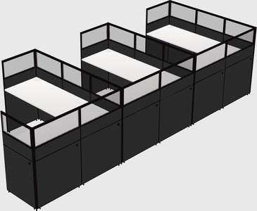 Shared l-shaped cubicle