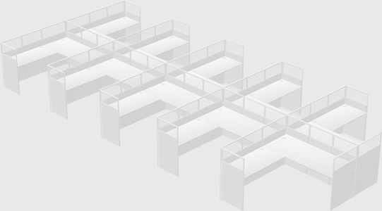 Shared l-shaped cubicle