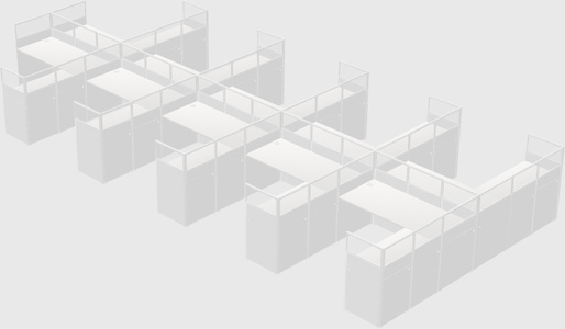 Shared l-shaped cubicle