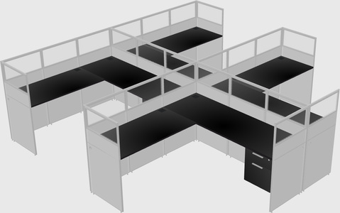 Shared l-shaped cubicle