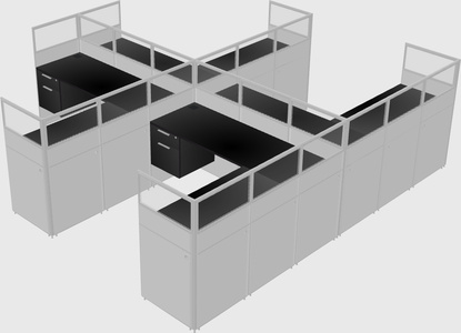 Shared l-shaped cubicle