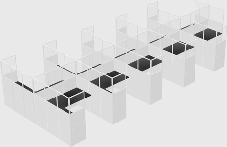 Shared l-shaped cubicle
