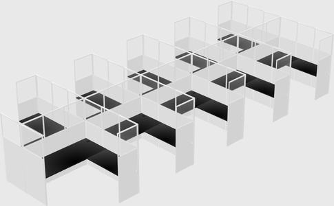 Shared l-shaped cubicle
