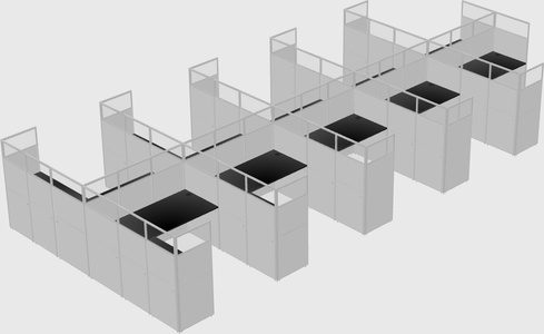 Shared l-shaped cubicle