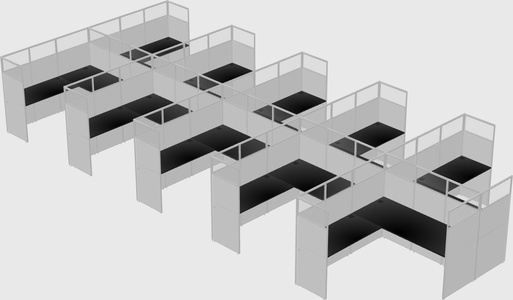 Shared l-shaped cubicle