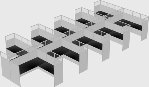 Shared l-shaped cubicle