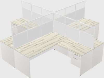 Shared l-shaped cubicles