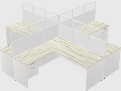 Shared l-shaped cubicles