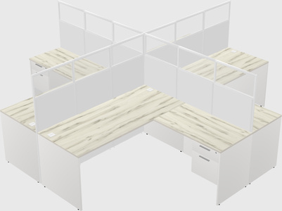 Shared l-shaped cubicles