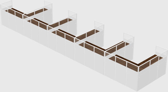 Shared l-shaped cubicle