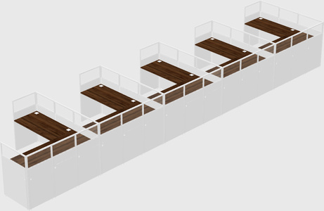 Shared l-shaped cubicle