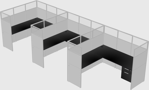 Shared l-shaped cubicle