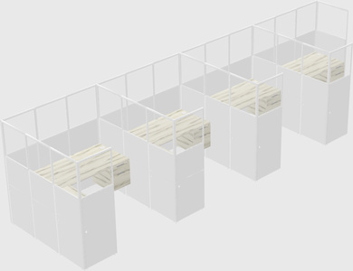Shared l-shaped cubicle