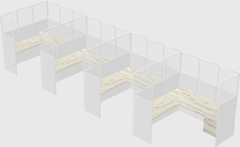 Shared l-shaped cubicle