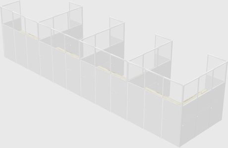 Shared l-shaped cubicle