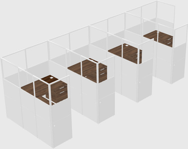 Shared l-shaped cubicle