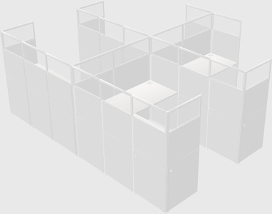 Shared l-shaped cubicle