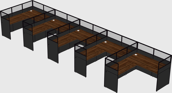 Shared l-shaped cubicle