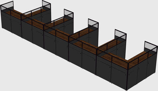Shared l-shaped cubicle