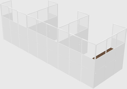 Shared l-shaped cubicle
