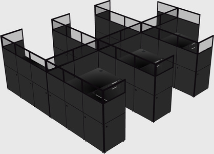 Shared l-shaped cubicle