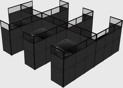 Shared l-shaped cubicle