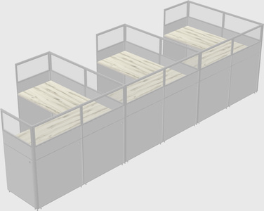 Shared l-shaped cubicle