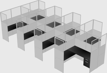 Shared l-shaped cubicle