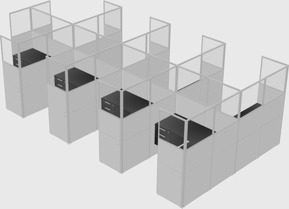 Shared l-shaped cubicle