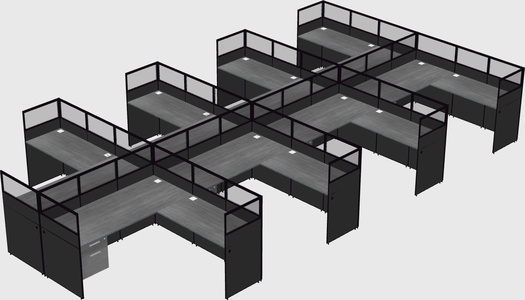 Shared l-shaped cubicle