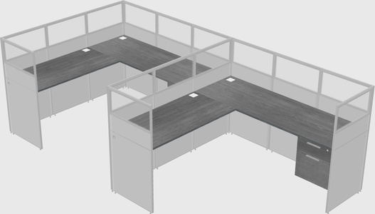Shared l-shaped cubicle