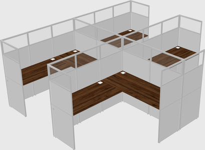 Shared l-shaped cubicle