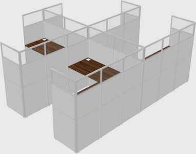Shared l-shaped cubicle