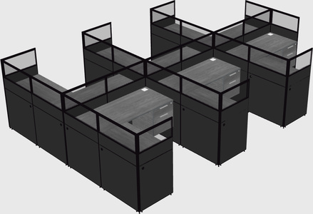 Shared l-shaped cubicle