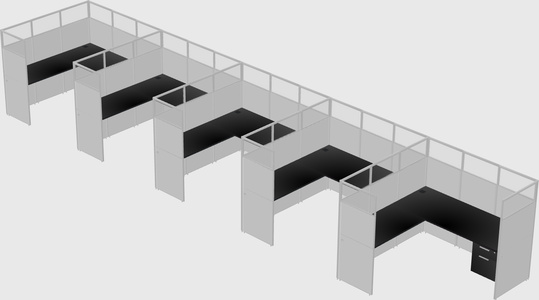 Shared l-shaped cubicle