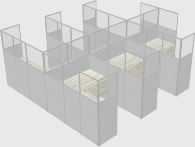 Shared l-shaped cubicle