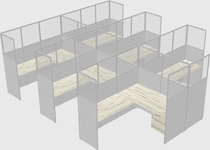 Shared l-shaped cubicle