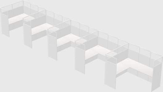 Shared l-shaped cubicle