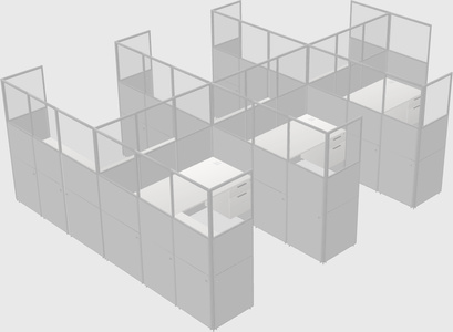 Shared l-shaped cubicle